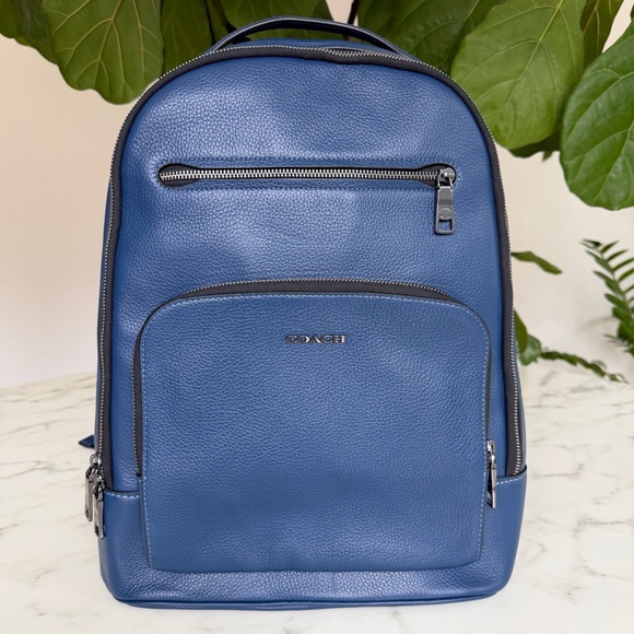 Coach Ethan Leather Backpack Deep Blue Large Laptop Travel Bag CS391